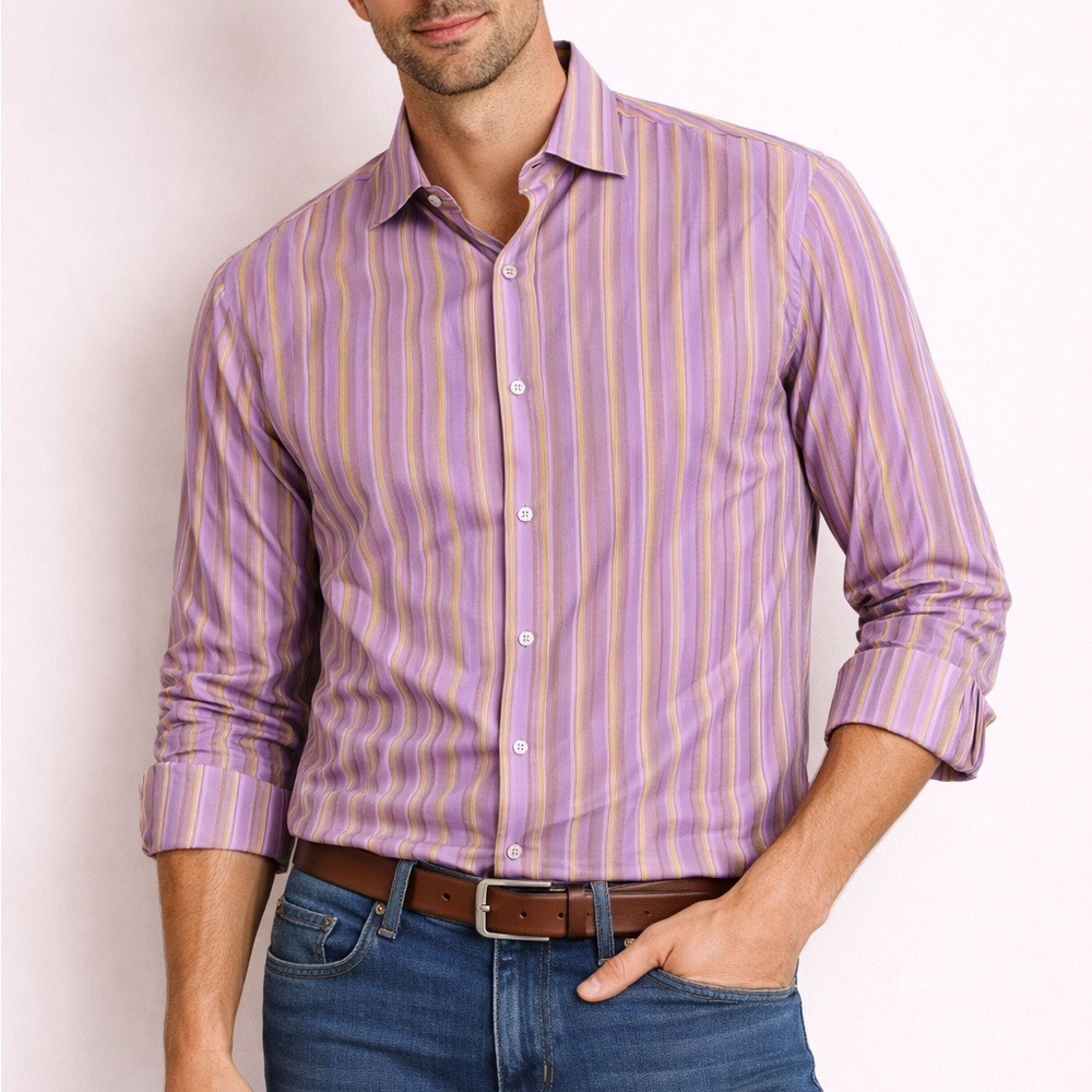 Paul Smith Lavender and‎ Gold Striped Shirt